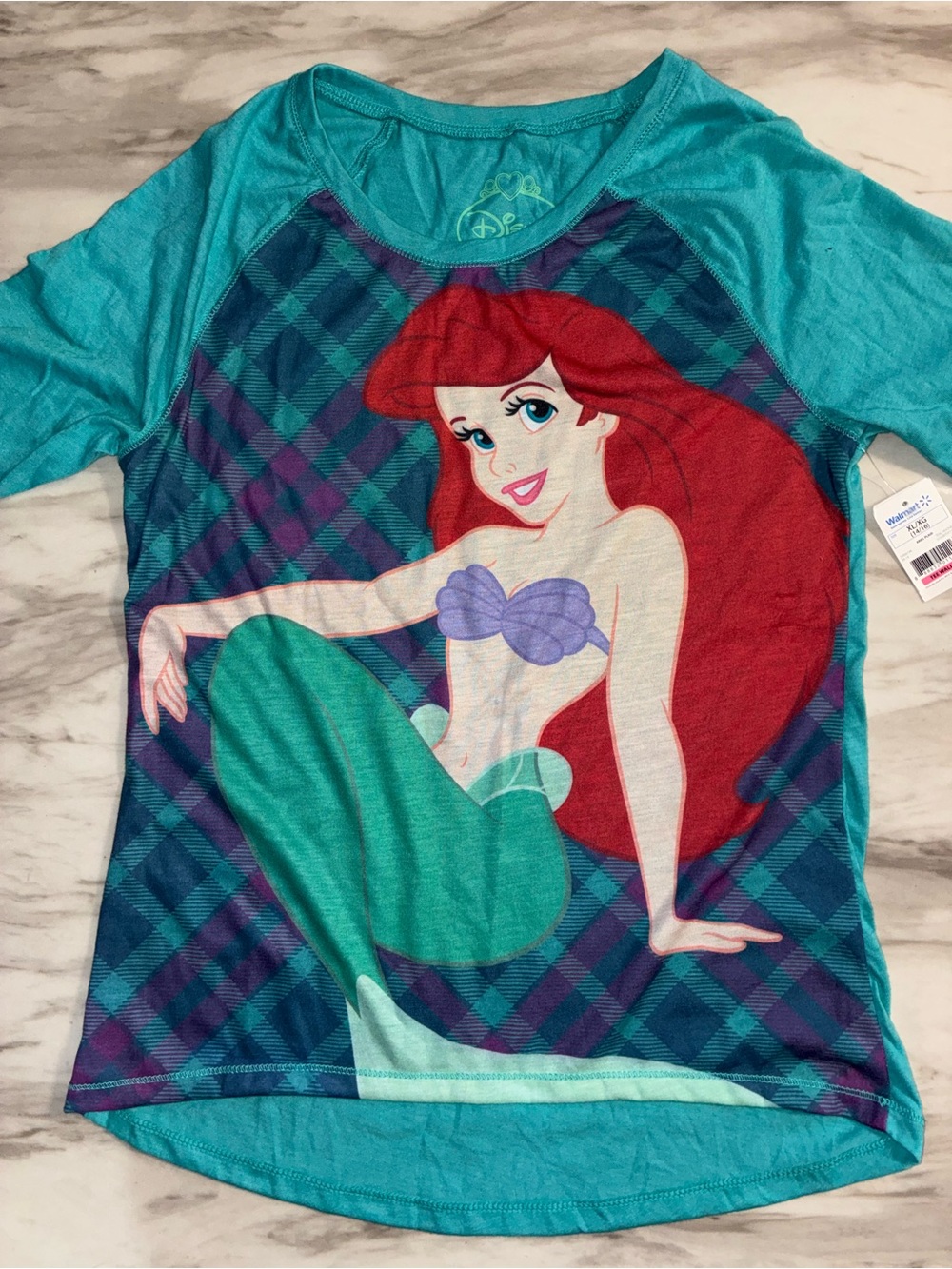Disney Ariel Teal Turquoise Graphic Short Sleeve Top